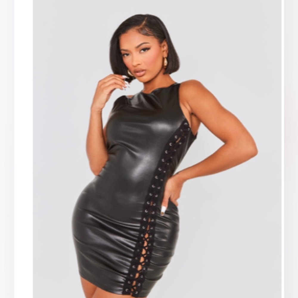 Mini leather dress